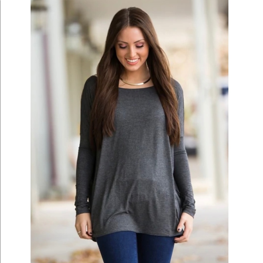 Gray Piko Long Sleeve Top